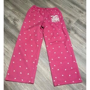 Betty Boop Pink Heart‎ Print Wide Leg Sweatpants Fleischer Studios Small